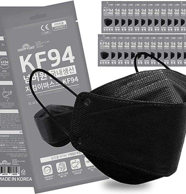 HAPPYDAY , 25 Packs, Made in KOREA Premium KF94 Micro Dust Protection Individually Packaged Black Face Mask Large