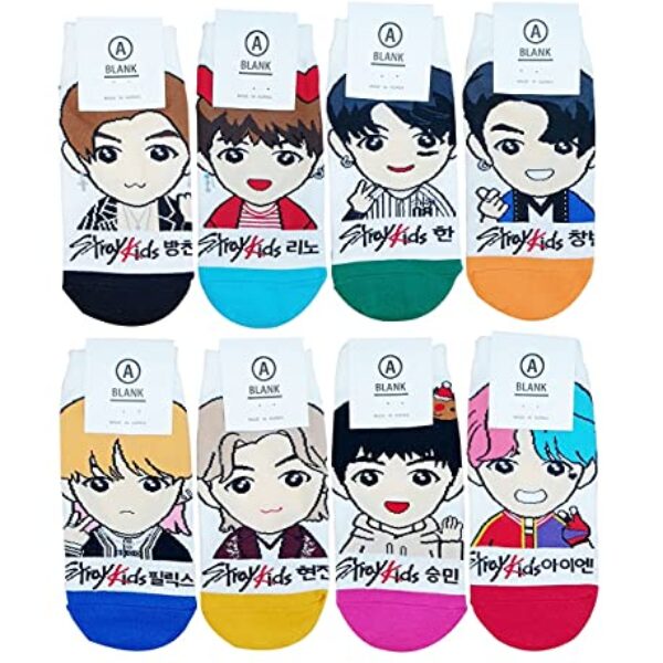 Women's Kpop Stray kids Member/Cartoon Character Socks- 8 Pairs set- Made in Korea