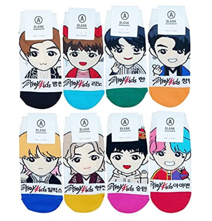 Women's Kpop Stray kids Member/Cartoon Character Socks- 8 Pairs set- Made in Korea