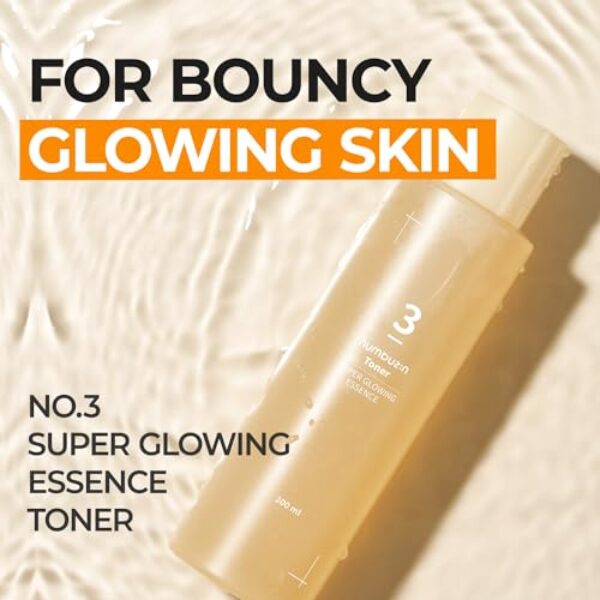 numbuzin No.3 Super Glowing Essence Toner | Skin Radiance, Pore Tightening, Skin Texture, Hydration | Fermented Ingredients, Niacinamide, Galactomyces | Korean Skin Care | 6.76 fl oz