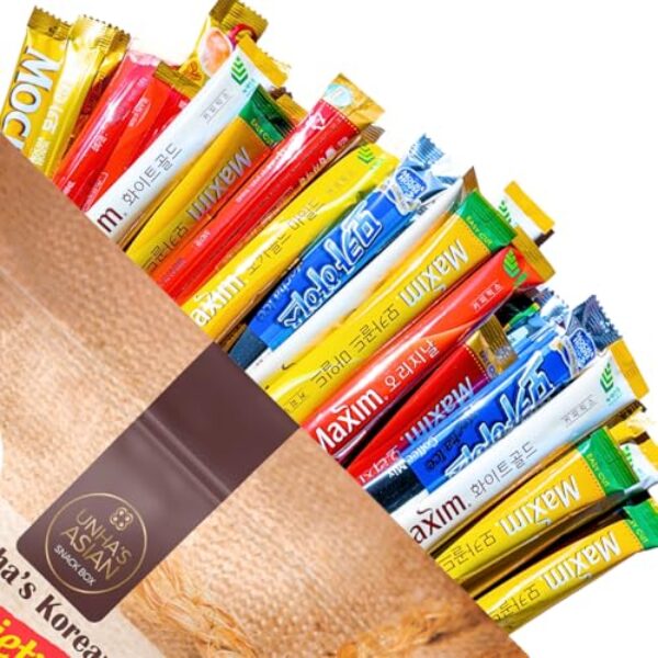 Instant Coffee Mix Packets Single Serve - Korean Variety Coffee Sampler 30 Sticks of 6 Different Flavors, Maxim Mocha, White Mocha, Original Maxim French Café (Variety 30 Pack)