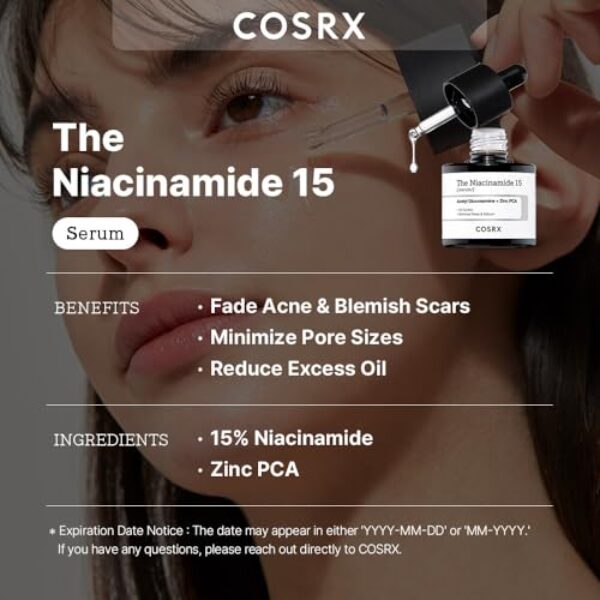 COSRX 15% Niacinamide Face Serum, 0.67 fl oz, Pore Minimizer Serum for Face, Even Skin Tone, Korean Skin Care