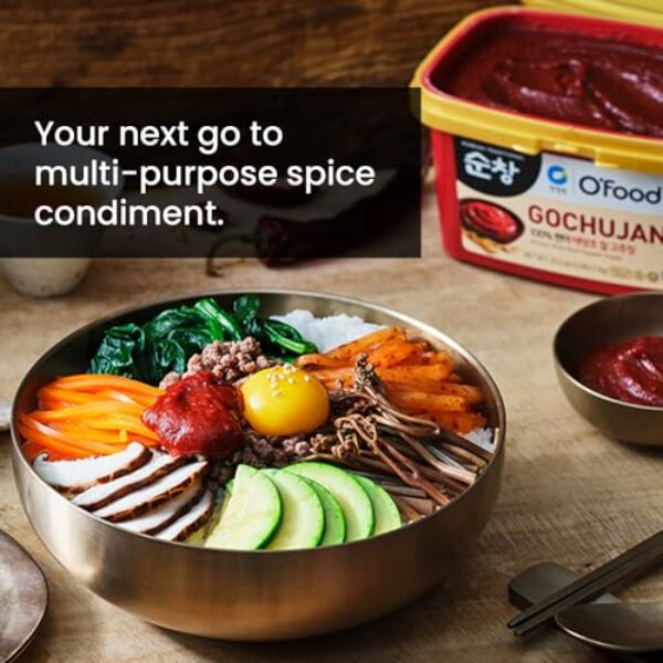 Chung Jung One O'Food Medium Gochujang 1.1lb, Korean Red Chili Pepper Paste, Spicy, Sweet and Savory Sauce, Traditional Fermented Condiment, 100% Brown Rice, No Corn Syrup