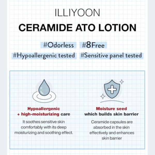 ILLIYOON Ceramide Ato Lotion 528ml(17.85oz) | Daily Moisturizing Lotion for All Skin Types | Deep Moisturizing and Soothing Effect | Korean Skin Care