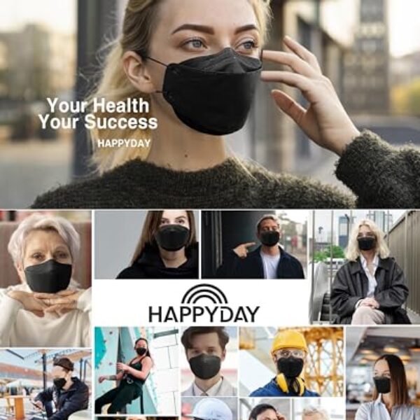 HAPPYDAY , 25 Packs, Made in KOREA Premium KF94 Micro Dust Protection Individually Packaged Black Face Mask Large