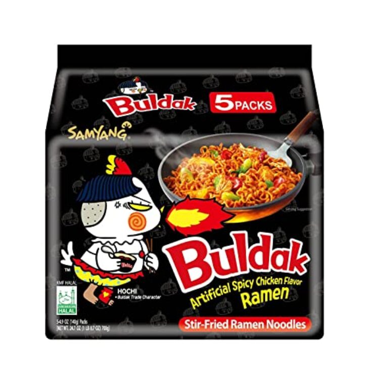 Samyang Buldak Spicy Ramen, Hot Chicken Ramen, Korean Stir-Fried Instant Noodle, Original, 1 Bag with 5 Pack