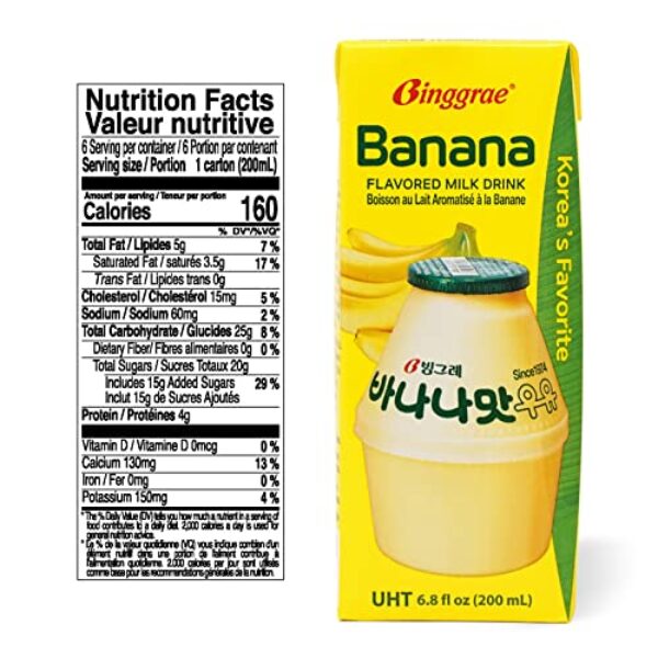 Binggrae Banana Flavored Milk [Korea’s No 1 Classic & Original Banana Milk] - Sweet, Smooth & Creamy Texture (Pack of 24)