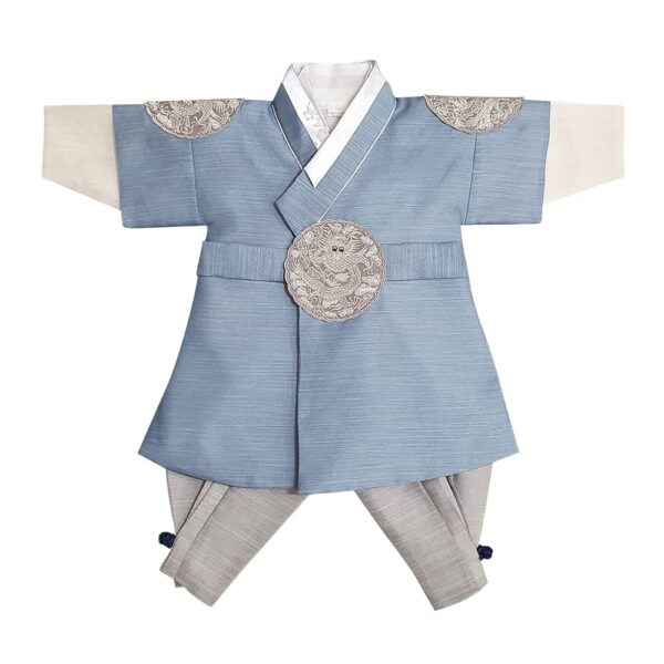 OUJIN I Korean Light Blue Boy Hanbok 100days~10y/o Korean Traditional Dress Baby Boy Kids Hanbok (as1, Age, 1_Year)