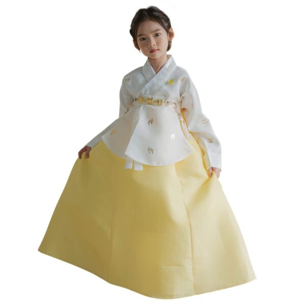 OUJIN I Ivory Yellow Foil Dangui Girl Hanbok for 100days~15y/o Korean Dress Baby Kids Hanbok Dol Baekil (as1, Age, 1_Year)