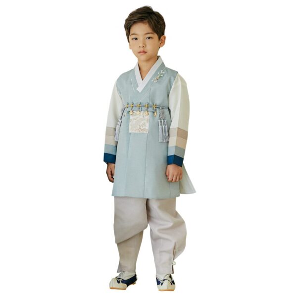 OUJIN I Mutil Colored Sleeves D.Sky Hanbok Boy Hanbok for 100days~15y/o Korean Traditional Dress Baby Boy Kids Hanbok (as1, Age, 3_Months)