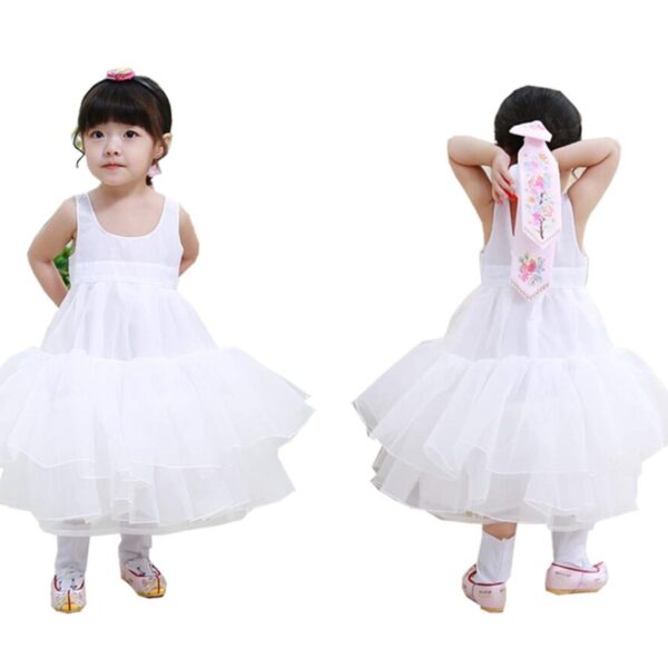 Girl Baby Hanbok Petticoat Inner Skirt Sochima Korea Traditional Clothing Dress Soft Fabric Big Volume 1-2 Ages First Birthday White