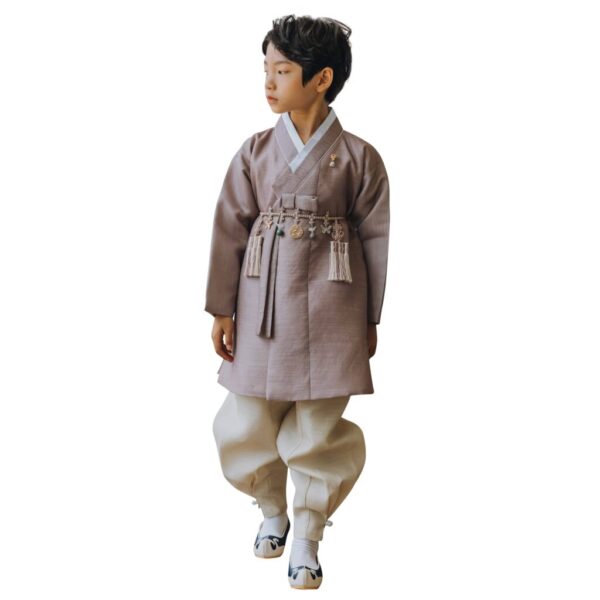 OUJIN I Korean Cocoa Solid Boy Hanbok 100days~8y/o Korean Traditional Dress Baby Boy Kids Hanbok (as1, Age, 3_Months)