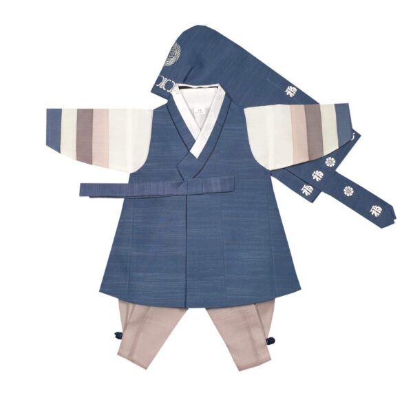 Hanbok Boy Baby 100th Days First Birthday Party Celebration Korea Traditional Clothing Light Navy (100 Days Birth)