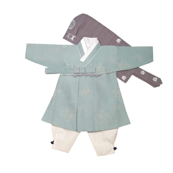 Korean Hanbok Boy Baby 100th Days BAIKIL Party Celebration Clothing Set Light Khaki 100